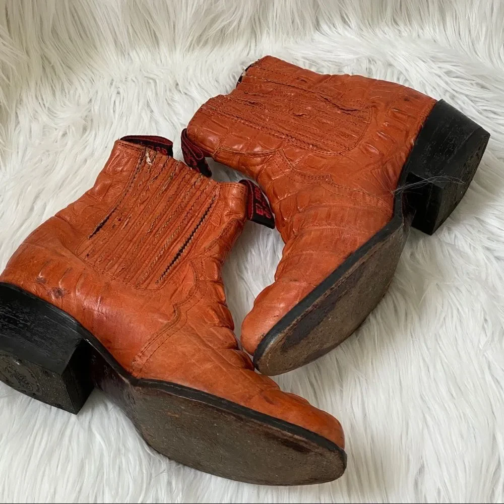 El Alacran De Durango western croco ankle boots 8